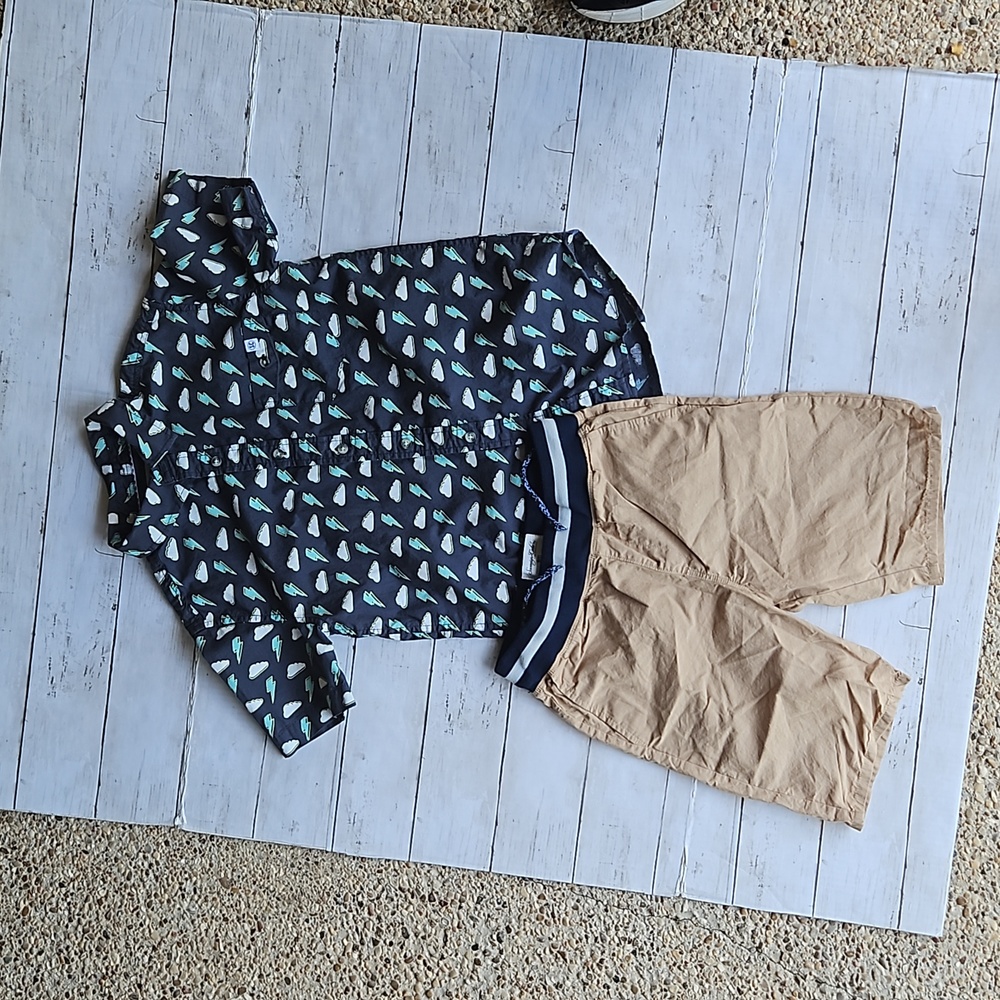 Button up and Khaki Shorts Set Size M (10-12)